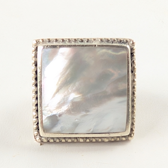 EXEX Claudia Agudelo Sterling Silver Mother of Pearl Ring Size 7 - Picture 4 of 5